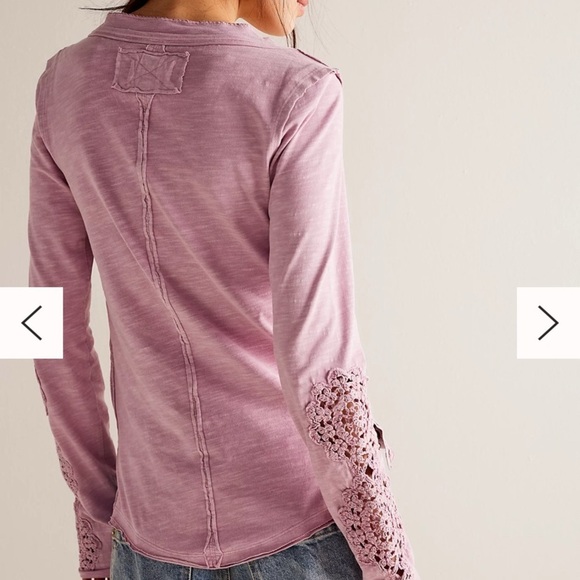 BNWT Free People We The Free Our Song Henley Cuff Candied Lilac L - Picture 2 of 10